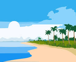 Graphic of a tropical beach scene
